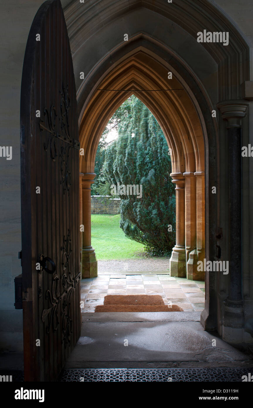 Doorway of St. Andrew`s Church, Toddington, Gloucestershire, England, UK Stock Photo